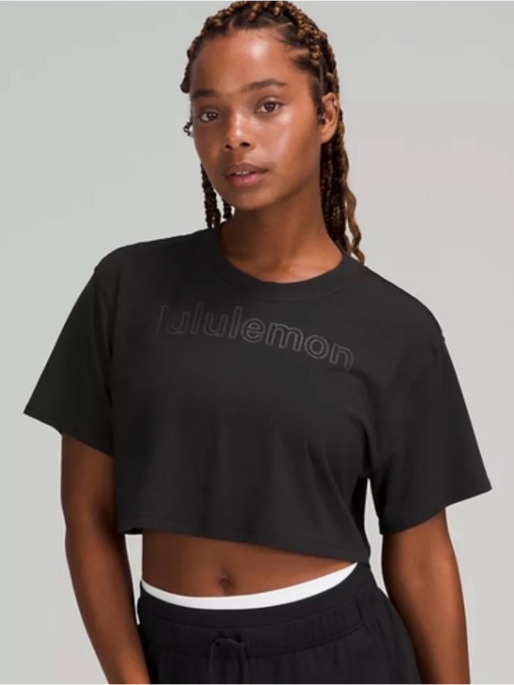 lululemon athletica All Yours Black Short Sleeve Crop Tee xs 2